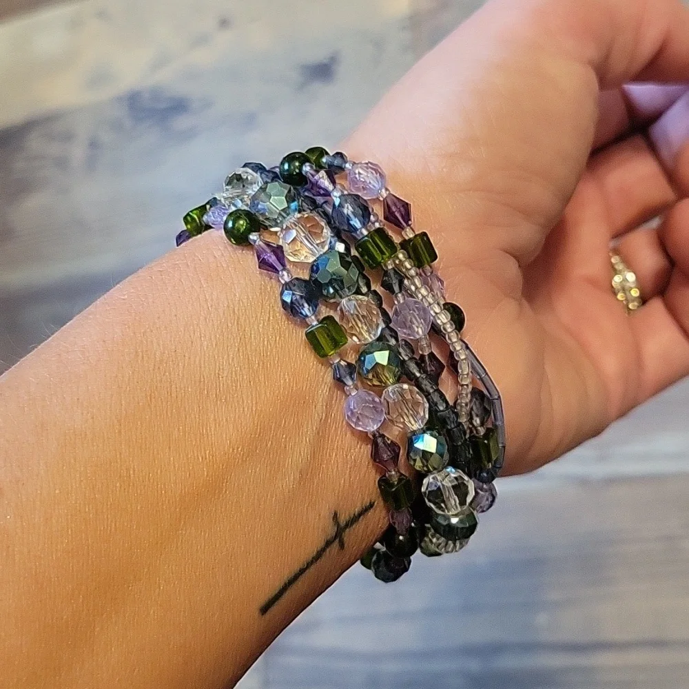 Beaded Braclet Set Purple‎